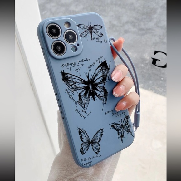 SHEIN Accessories - Butterfly pattern iPhone 13 case with lanyard